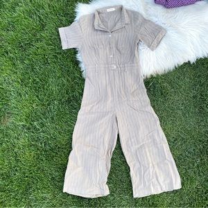 Roolee tan Pin-Stripe Jumpsuit small